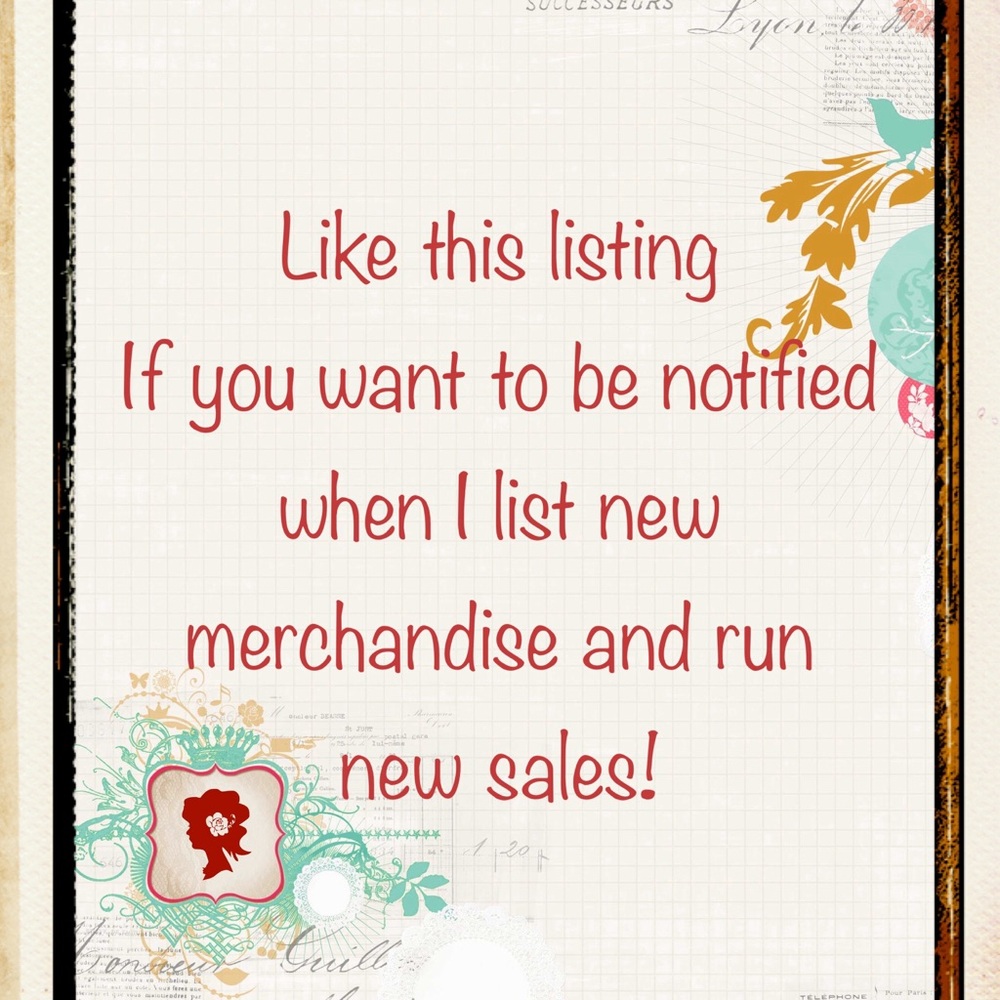 Just "like" this listing & I'll share new Sales